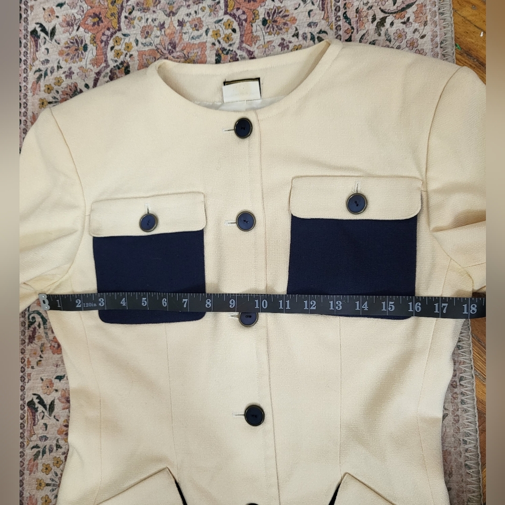 FENDI Vintage Blazer Size M* Woold Blend Patch Pockets Designer Tailor Fit Ivory - Picture 7 of 16